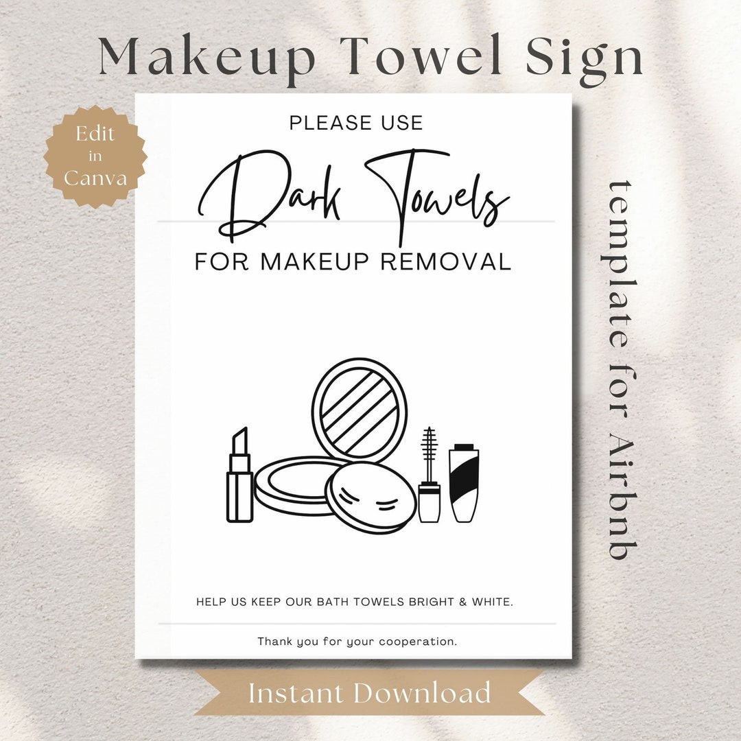 Makeup Towel Airbnb Sign Rental Home Bathroom Signage Modern Etsy