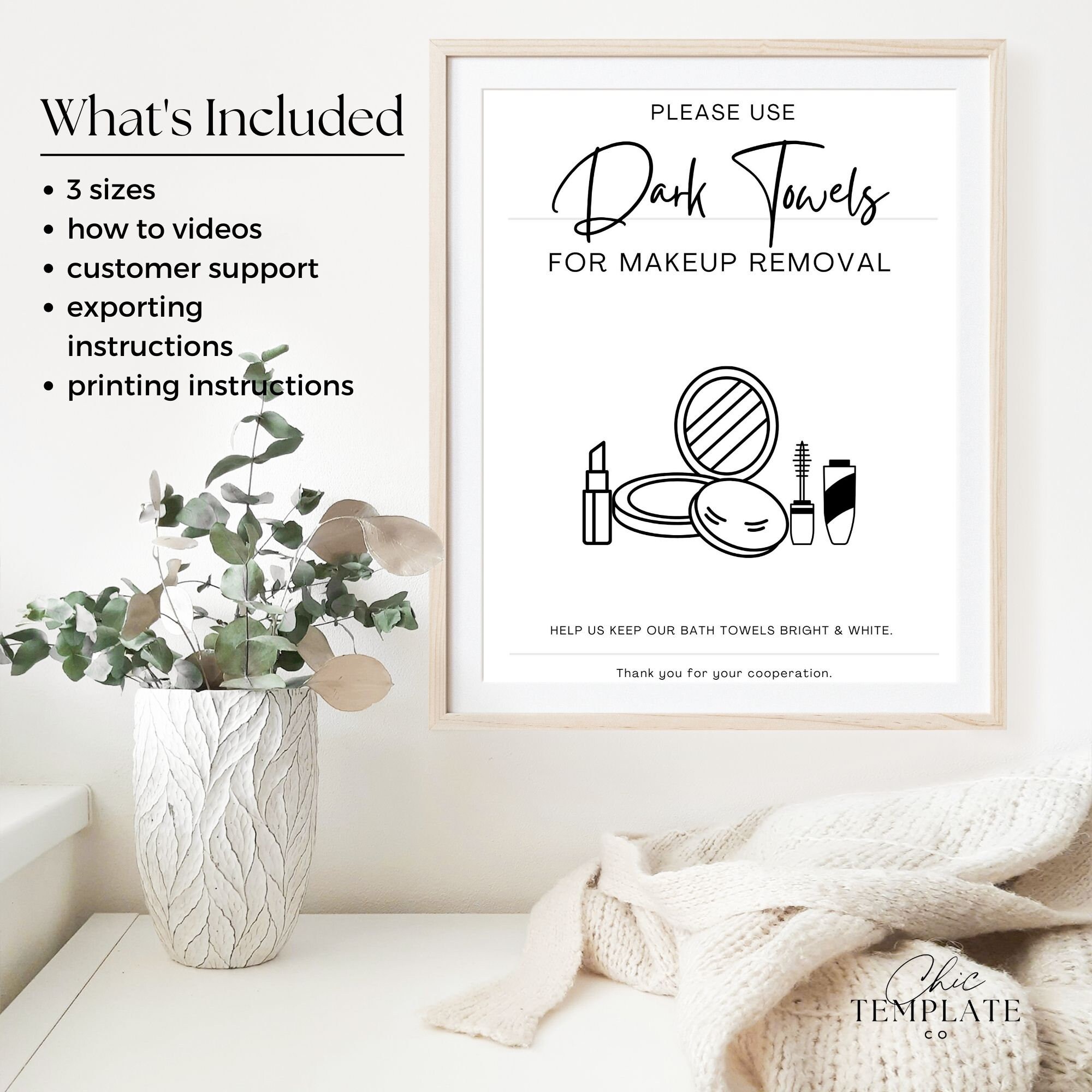 Makeup Towel Airbnb Sign Rental Home Bathroom Signage Modern Etsy