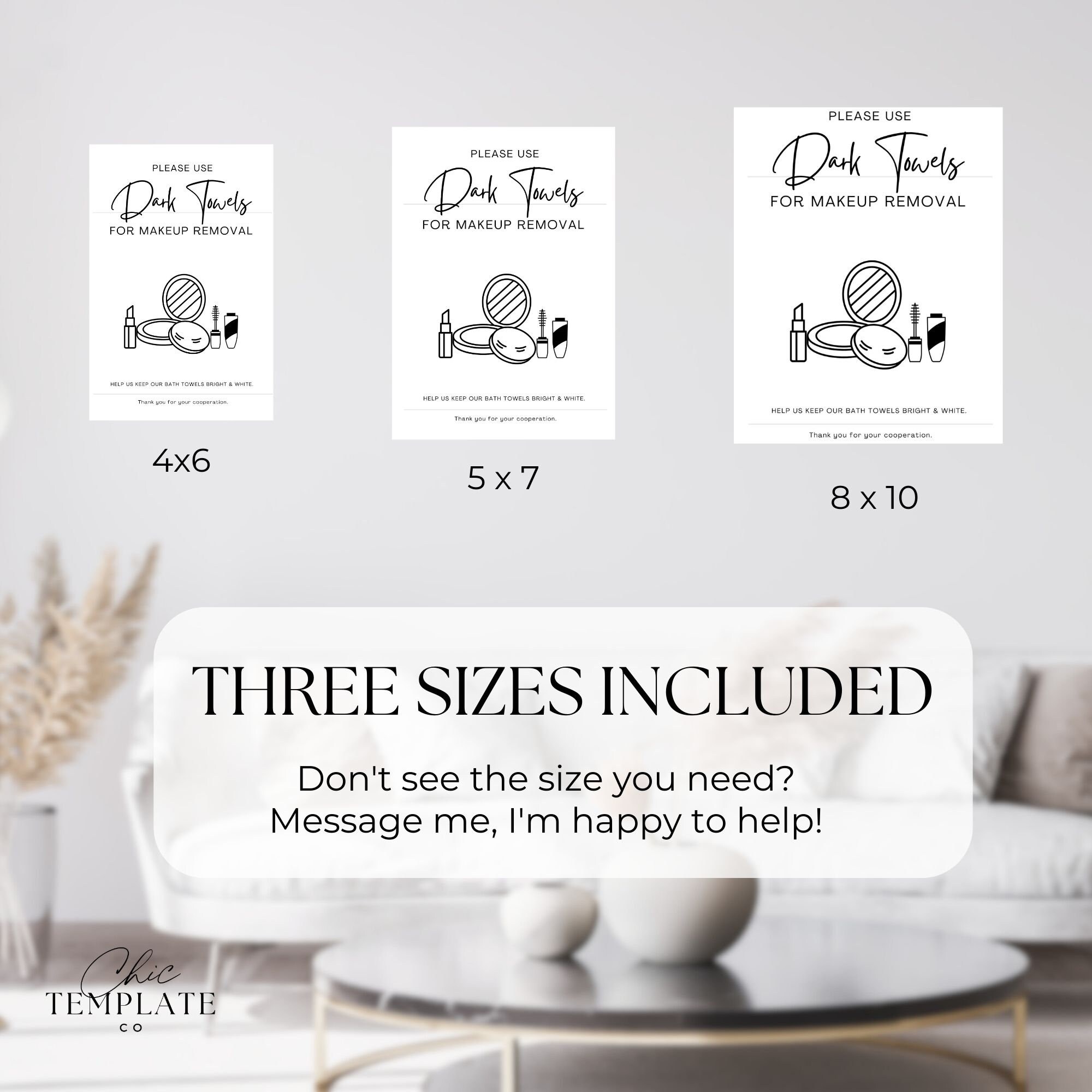 Makeup Towel Airbnb Sign Rental Home Bathroom Signage Modern Etsy