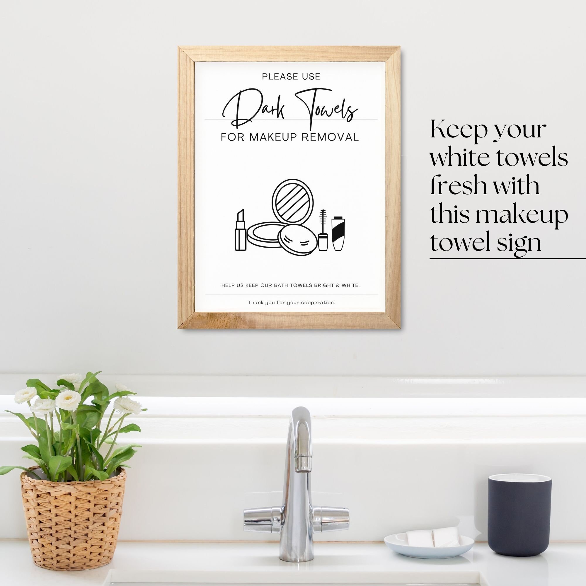 Makeup Towel Airbnb Sign Rental Home Bathroom Signage Modern Etsy