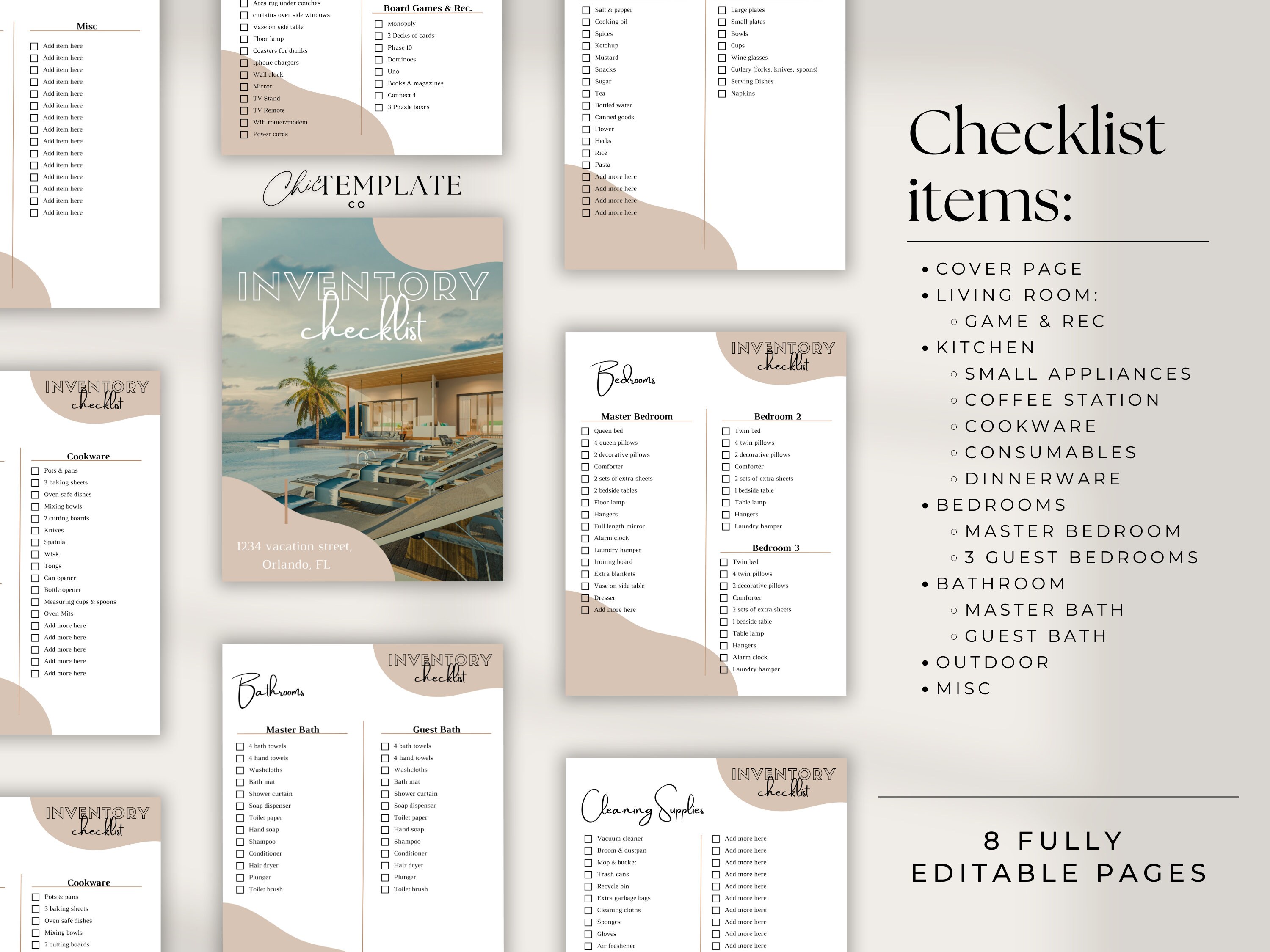 Vacation Rental Checklist.pdf Inventory Checklist for Beach Rental Property, Airbnb, Vrbo, Editable ...