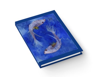Pisces Journal with Original Art, Horoscope Gift for Pisces Season, Illustrated Zodiac Notebook, Gift for Her, Gift for Him
