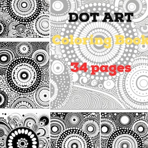 Australian indigenous/Aboriginal Dot Art Colouring Book,34 pages,Printable Colouring Sheets,A4 Size-Adults & Children ,Digital Download -PDF