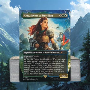 aloy mtg cards Aloy, Savior of Meridian Mythicblackcore.com #mtgcommander #mtgcards #mtgproxy #mtglife #mtgdaily #mtgaddicts #mtgcommunity #mtgproxies #magicthegathering #proxycards #mtgcustomcards #mtgalterations #mtgalter #horizonzerodawn #horizonfrozenwilds