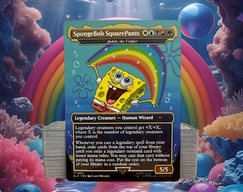 Mazo de comandante MTG Mazo EDH Bob Esponja 100 cartas mágicas Mazo personalizado Criaturas legendarias de 5 colores Leyendas de 5 colores Jodah, el Unificador
