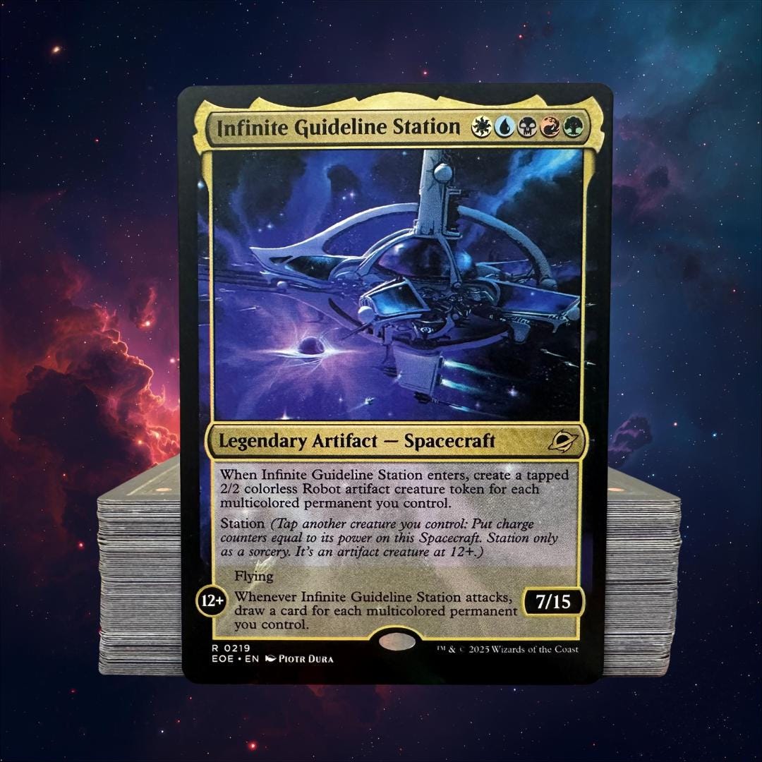mtg station cards Commander Deck EDH Deck Infinite Guideline 100 Magic Custom Deck Spacecraft Multicolor Edge of Eternities Get 80 of each land type with 15 unique art variants spanning the Multiverse Infinite Guideline Station | Edge