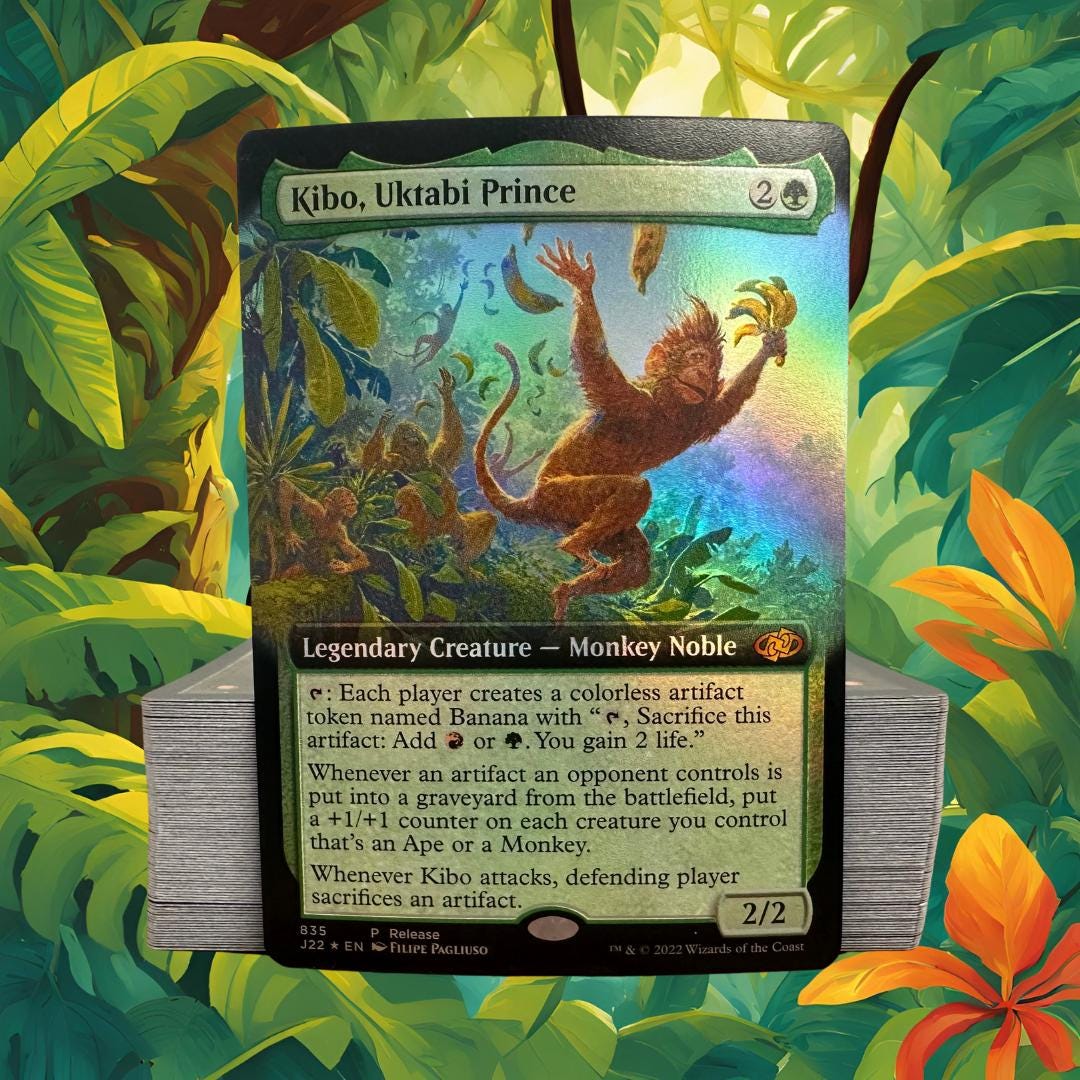 mtg ape commander deck Kibo, Uktabi Prince Ape Monkey Tribal Artifact Destruction Magic MTG Commander Deck