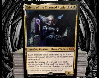 Mazo de Commander de MTG, Mazo EDH, Eriette de la Manzana Encantada, 100 cartas de Magic, Mazo personalizado, Auras, Encantamientos, Tierras Salvajes de Eldraine de Orzhov