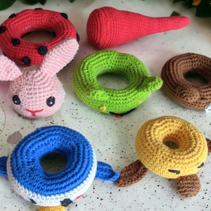 Juguete de apilamiento de animales de ganchillo / DESCARGA INSTANTE /Seis animales / Lindo juguete Amigurumi / Patrón de ganchillo / Patrón de juego de ganchillo / Juego Montessori imagen 9