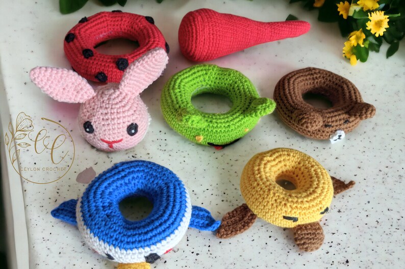 Juguete de apilamiento de animales de ganchillo / DESCARGA INSTANTE /Seis animales / Lindo juguete Amigurumi / Patrón de ganchillo / Patrón de juego de ganchillo / Juego Montessori imagen 9