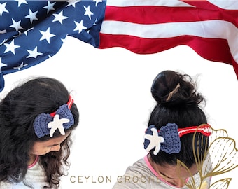 4th of July USA Country Flag Crochet Headband | INSTANT DOWNLOAD | Hairband Written Pattern for Independence Day 2024