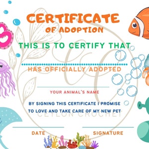 CROCHET Pet Adoption Certificate for Kids | INSTANT DOWNLOAD | pdf & jpeg | 4x6 Index Card Size