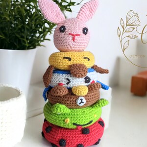 Crochet Animal Stacking Toy INSTANT DOWNLOAD Six Animals Cute Amigurumi Toy Crochet Pattern Crochet Game Pattern Montessori Game zdjęcie 10