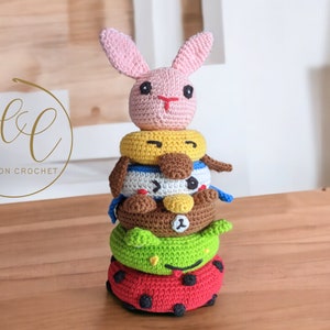 Crochet Animal Stacking Toy INSTANT DOWNLOAD Six Animals Cute Amigurumi Toy Crochet Pattern Crochet Game Pattern Montessori Game zdjęcie 7