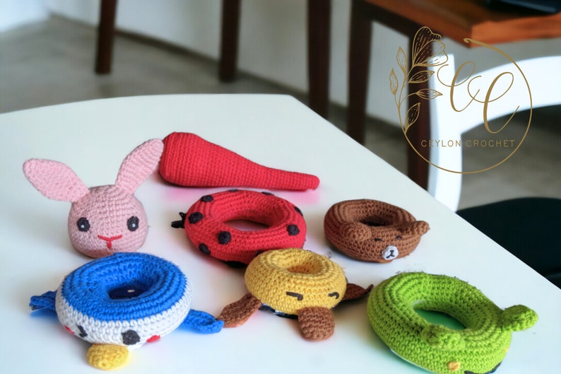 Juguete de apilamiento de animales de ganchillo / DESCARGA INSTANTE /Seis animales / Lindo juguete Amigurumi / Patrón de ganchillo / Patrón de juego de ganchillo / Juego Montessori imagen 4