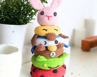 Crochet Animal Stacking Toy Pattern: Amigurumi Montessori Game (PDF Pattern)