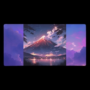 Mt. Fuji Anime Mouse Pad - Large 38 x 18 Gaming Mat with Japanese Landscape - Anime-Inspired with Unique Japanese Art Mouse Pad