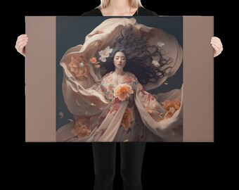 Elegante stampa su tela di Geisha – Bellezza giapponese, arte murale asiatica