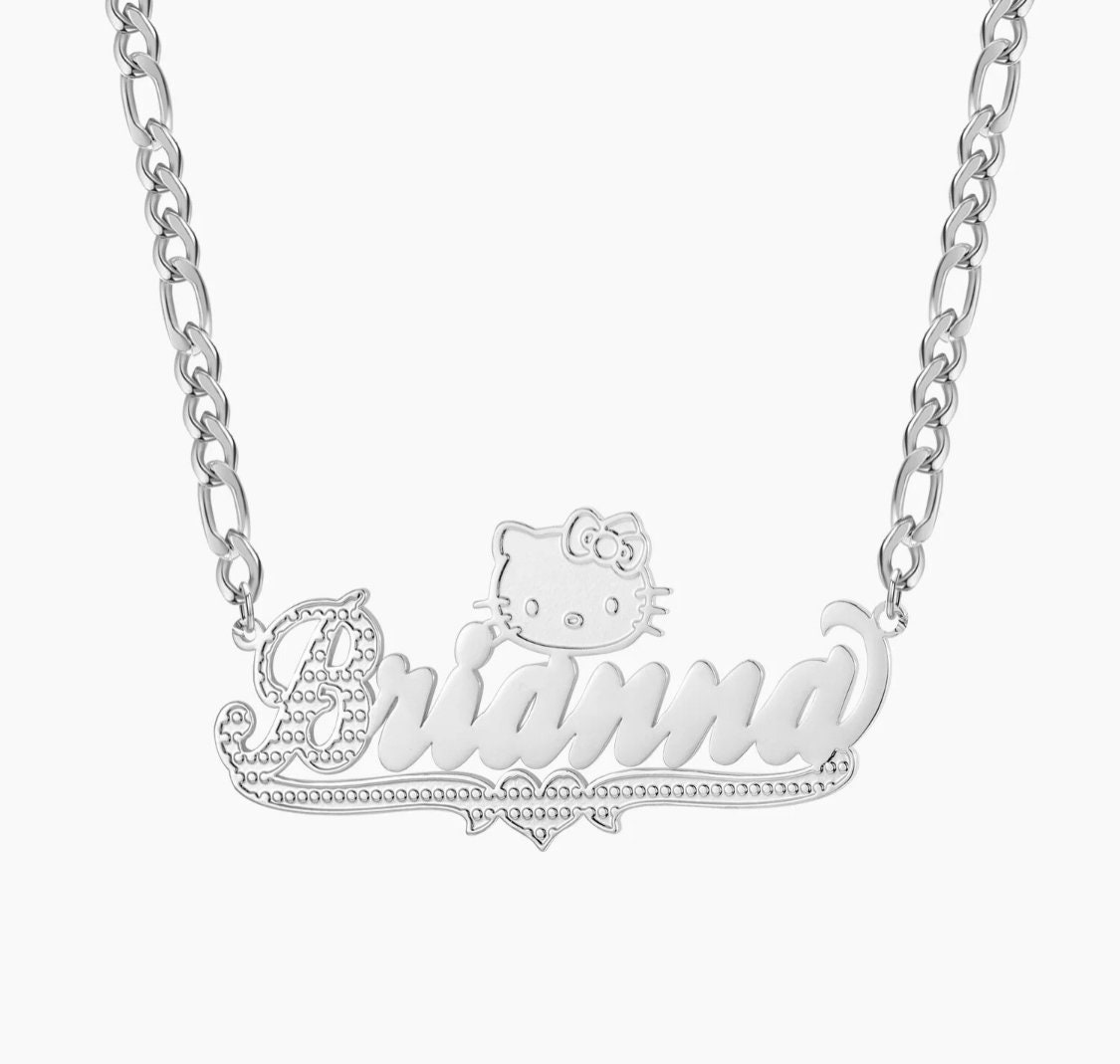 Sanrio Hello Kitty Zodiac Aquarius Sterling Silver CZ Ruby Pendant Necklace  / Sterling Silver 18 In. Hello Kitty Aquarius Crystal Necklace 