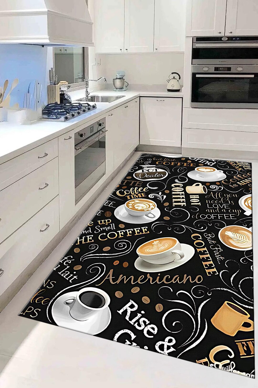 Coffee Room Rug Coffee Kitchen Rug: Espresso Latte Art, Cafe Style Floor Mat - Etsy