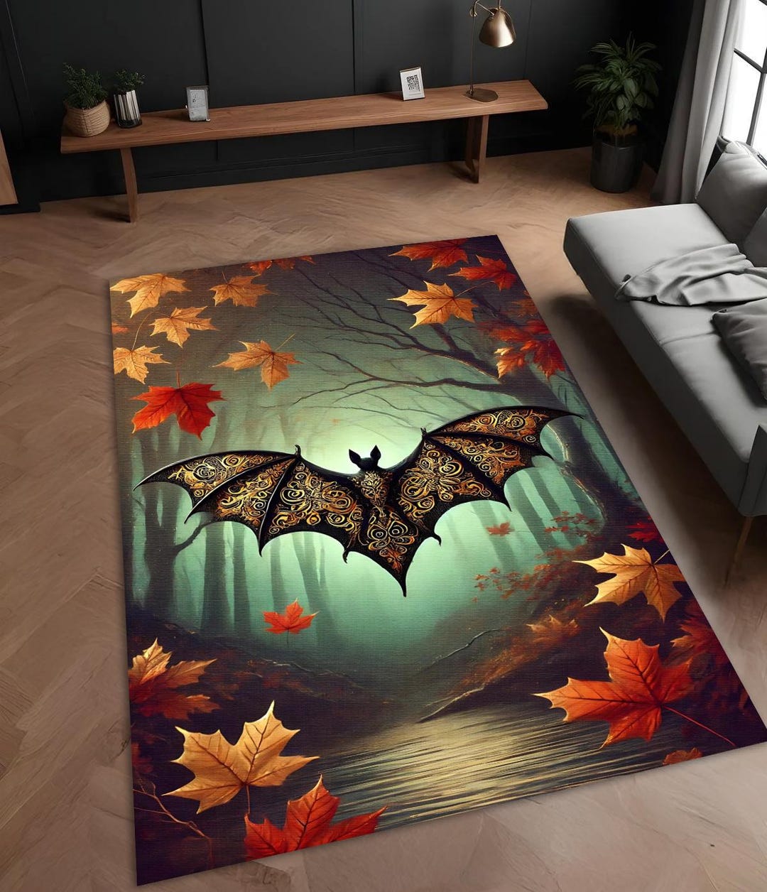 Gothic Bat Rug: Spooky Forest Halloween Decor - Etsy
