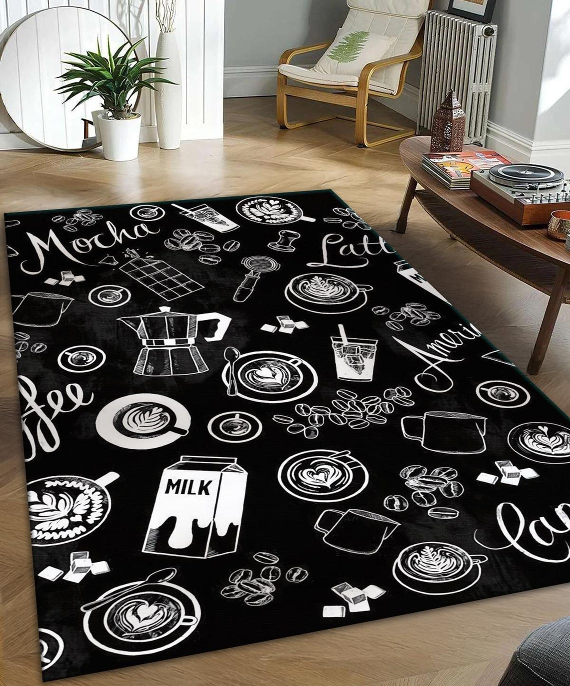 Coffee Lover Kitchen Rug: Chalkboard Style Café Print - Etsy