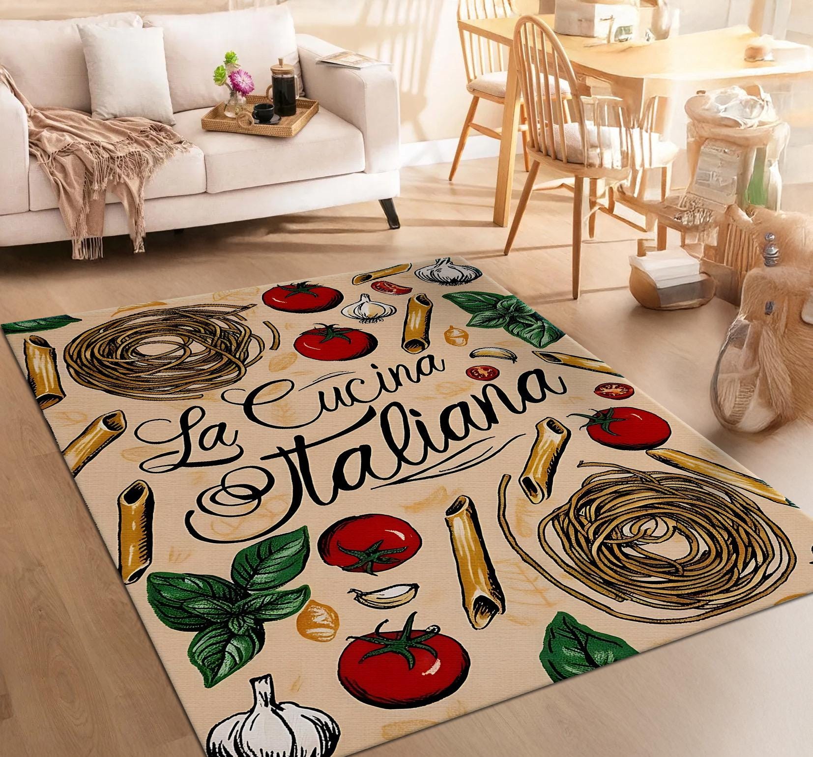 Pasta Rug La Cucina Italiana Kitchen Rug: Pasta & Tomato Design - Etsy