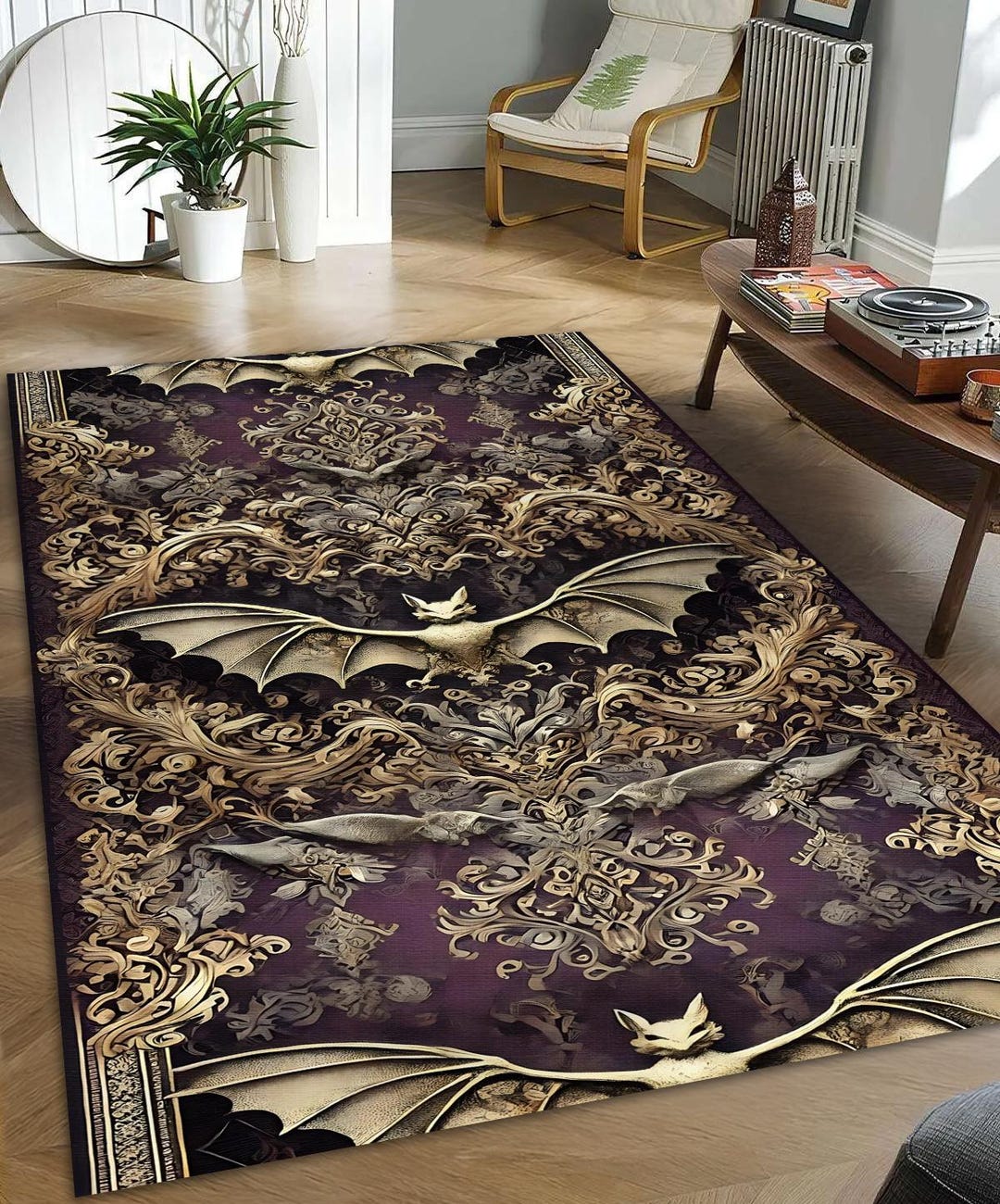 Vintage Bat Rug: Gothic Baroque Halloween Decor - Etsy