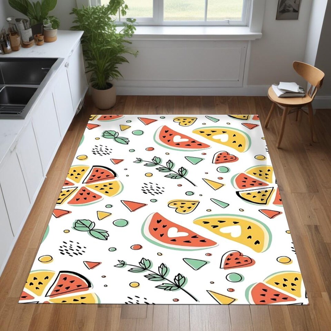 Watermelon Kitchen Rug: Washable Kids Play Mat, Fun Fruit Decor - Etsy
