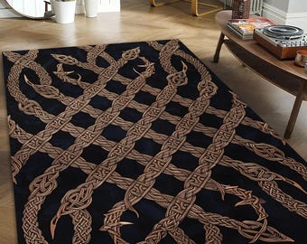 Celtic Knot Rug: Dark Gothic Viking Nordic Pattern Area Carpet