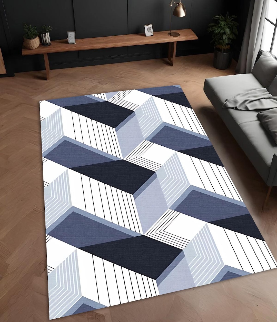 3D Geometric Rug: Modern Optical Illusion, Non-slip Area Carpet - Etsy