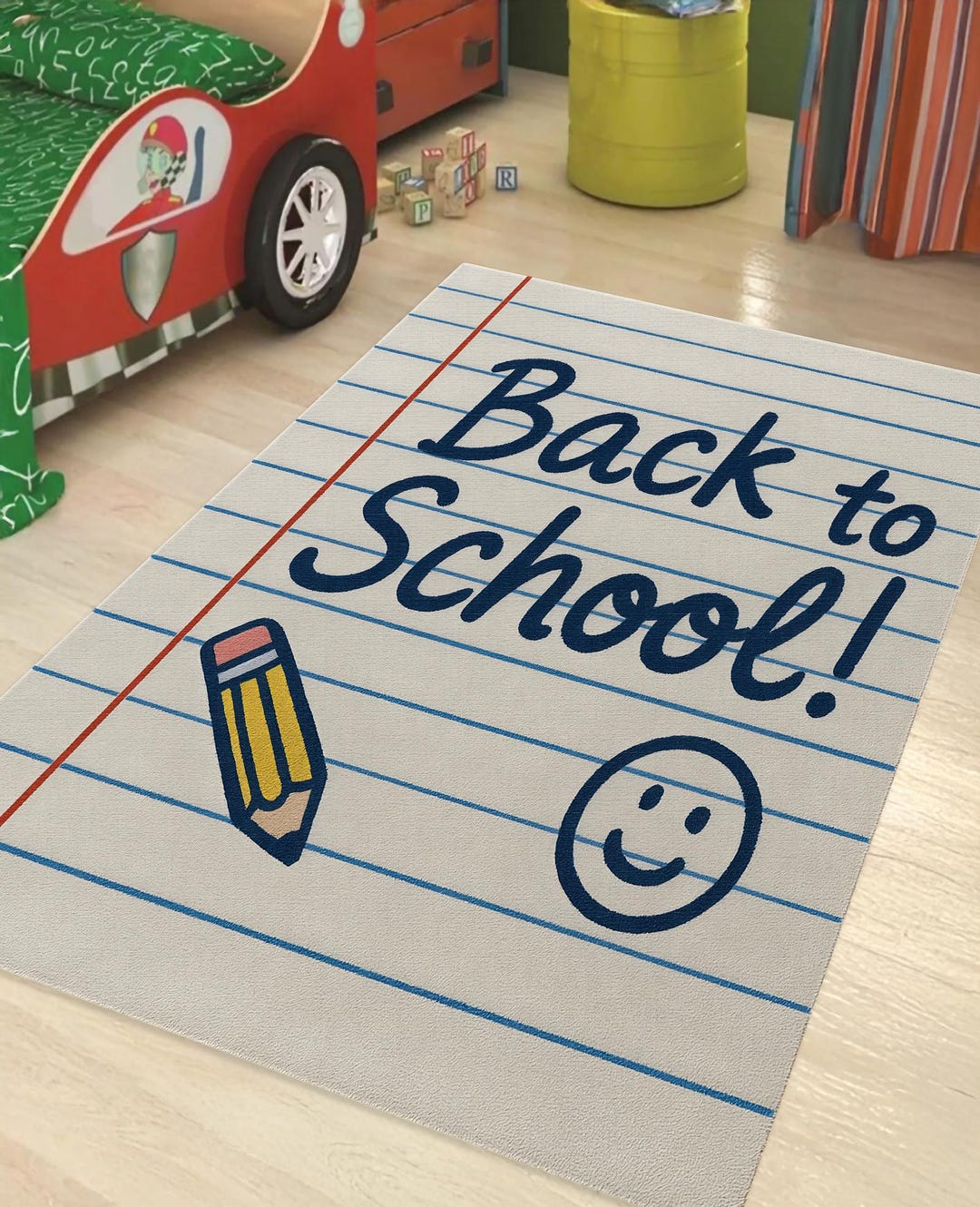 Back to School Rug – Notebook Paper Print, Kids Classroom Carpet - Etsy