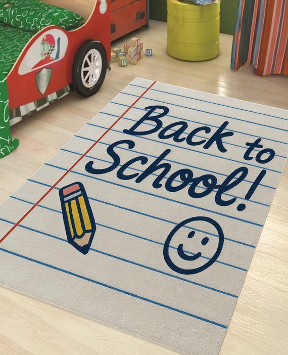 Back to School Rug – Notebook Paper Print, Kids Classroom Carpet