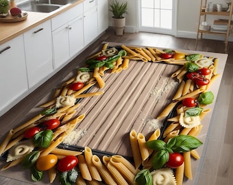 Pasta Rug Handmade Tufted Pasta Rug | Fun Kitchen Floor Decor | Unique Foodie ...