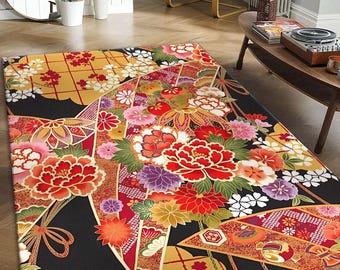 Japanese Floral Rug – Kimono-Inspired Oriental Area Rug