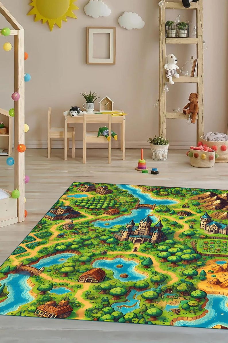 Rpg Rug Pixel Art Game Map Rug: RPG Fantasy Adventure Decor - Etsy