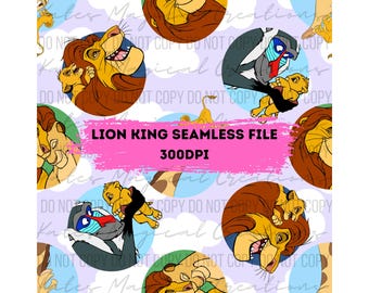 Lion King Cute Seamless Pattern. Digital Paper. DIGITAL DOWNLOAD Printable