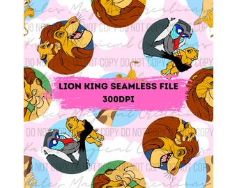 Lion King Cute Seamless Pattern. Digital Paper. DIGITAL DOWNLOAD Printable