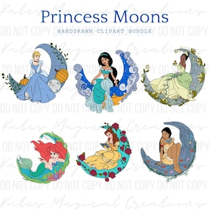 Princess Moons Hand Drawn Clipart