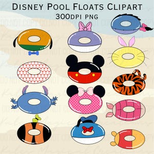 Disney Pool Floats Hand Drawn Clipart