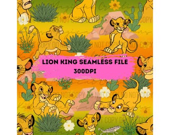 Lion King Cute Seamless Pattern. Digital Paper. DIGITAL DOWNLOAD Printable