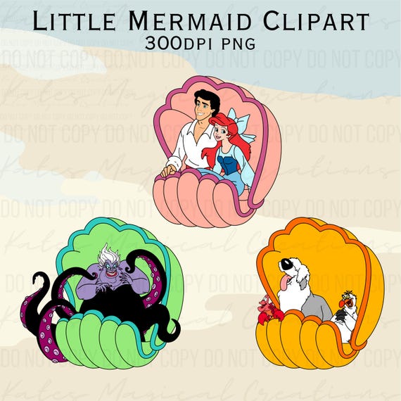Little Mermaid Ride Hand Drawn Clipart