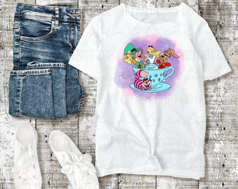 Alice In Wonderland Tea Cups PNG T-Shirt Design