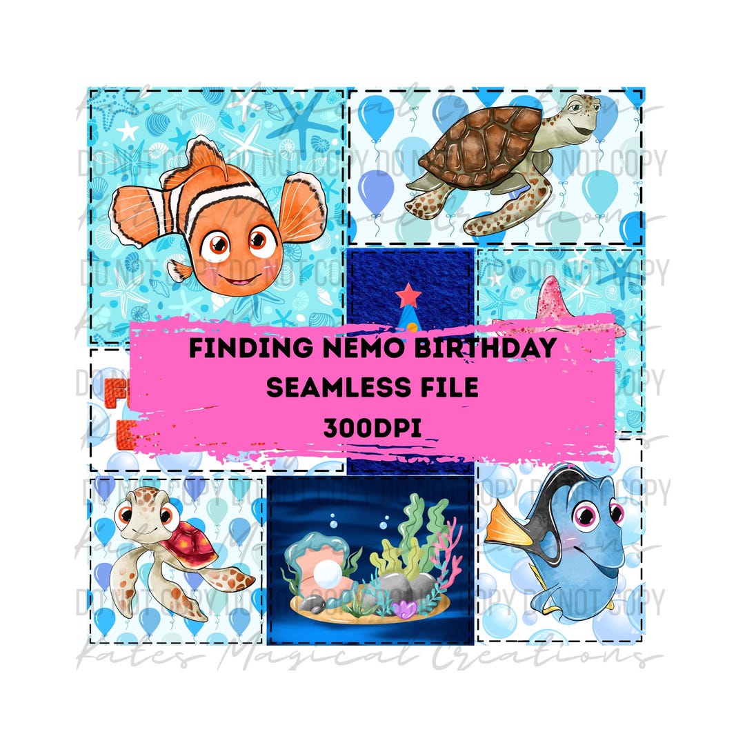 Nemo Repeated Pattern Finding Nemo Birthday Cute Seamless Pattern. Digital Paper. DIGITAL ...