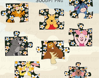 Winnie the Pooh Puzzle Pieces Hand Drawn Clipart