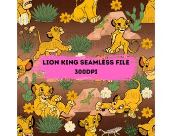 Lion King Cute Seamless Pattern. Digital Paper. DIGITAL DOWNLOAD Printable