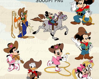 Musse Pigg Western Handritad Clipart