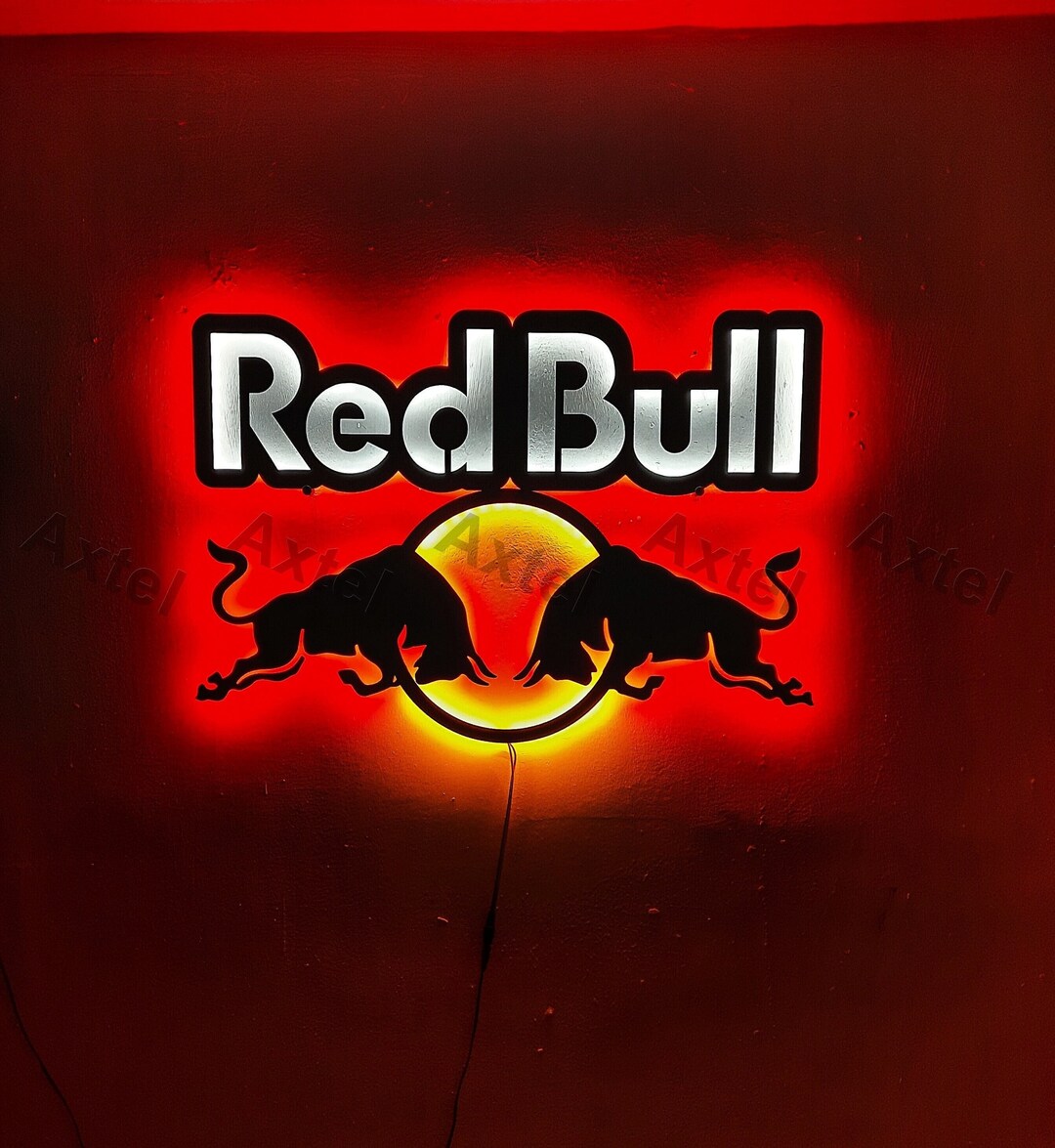 Red Bull, Redbull Sign, Metal Sign, LED Lighting Sign, Wall Art Design ...