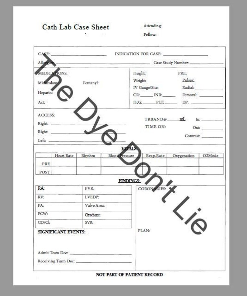 Cath Lab Text Cath Lab Report/handoff Sheet - Etsy