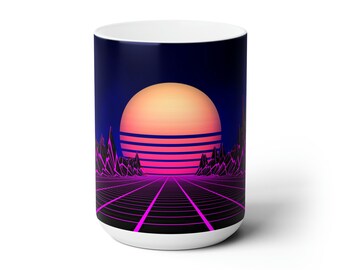 Retrowave Cyberpunk 80s Style Ceramic Mug 15oz